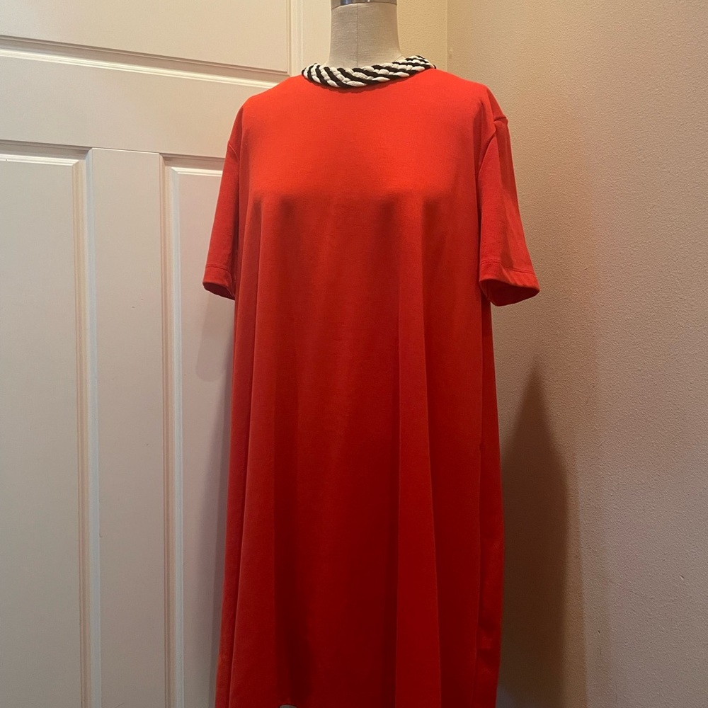 Zara Red Dress with Black and White Collar